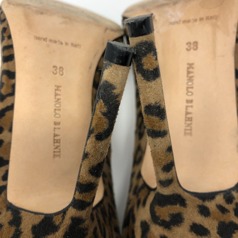 Manolo Blahnik BB Leopard Print Suede Pump Heel EU38 - Picture 4 of 16